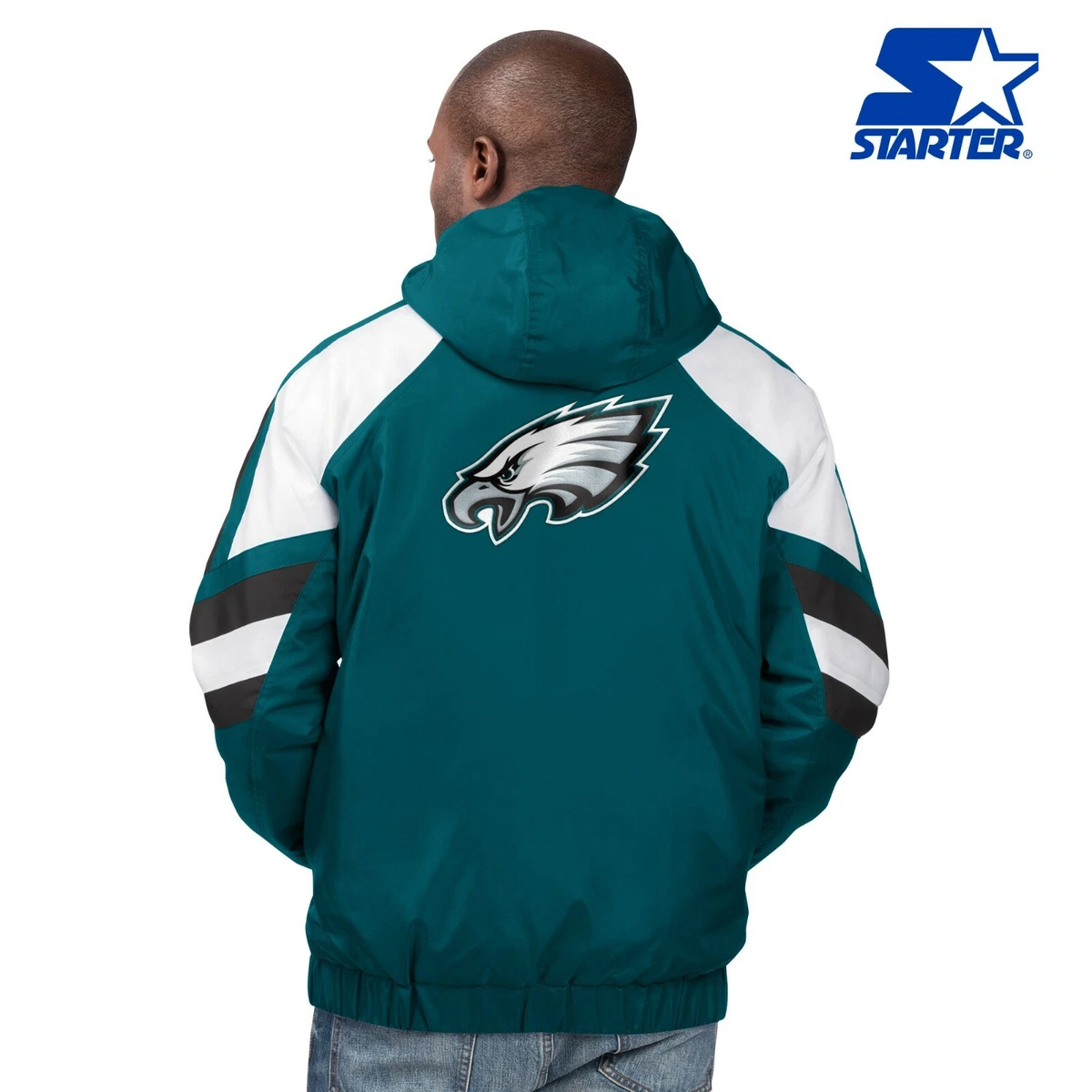 Philadelphia Eagles Starter VINTAGE REGULATOR Hooded Full Zip/Button NFL  Jacket