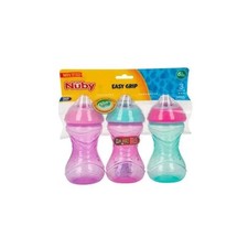 Nuby - Cup 3 Pk Clik-It Soft Spout 10 Oz, Purple/Pink/Aqua