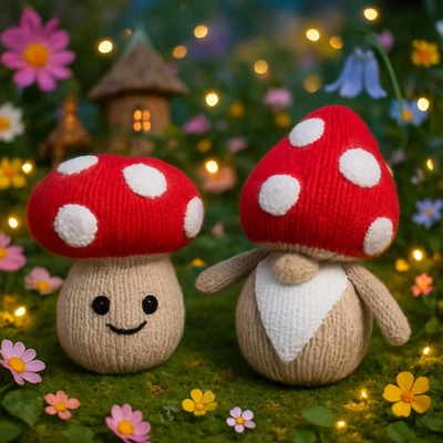 LLAMZ DESIGNS Knitting Pattern Mushroom Gonk Chocolate Orange Cover Novelty Gnome Stuffed Toy