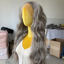 Mix Grey Heat Resistant Synthetic Hair Long Wavy Glue Less