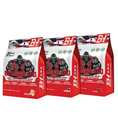 3x Whey Isolate Protein 2kg Powder High Protein Gym Nutrition Black Hammer USA