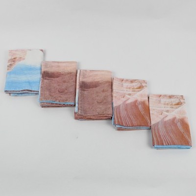 Lot Of 5 Anko Desert Scene Large Fabric Napkins 100% Cotton 19.5'' x 27''