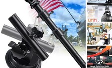 Flag Pole Kit with Suction Cup Holder - Stainless Steel Flagpole, 5ft Black