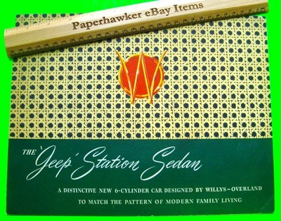 1948 WILLYS JEEP STATION SEDAN (Station Wagon) BIG COLOR FOLDER BROCHURE vg++++