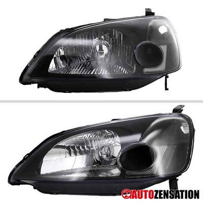 DPT Motorsports Black/Amber Headlights For 2001-2003 Honda Civic (DX, EX, LX) – Pair