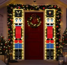 Lounsweer Nutcracker Christmas Decorations Nutcrackers Banners Porch with LED St