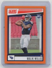 2022 Panini Score Malik Willis Rookie Card RC Tennessee Titans No 305 Orange