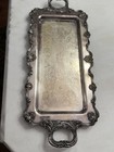 Victorian Silverplate Rectangular Serving Tray w/ Handles, Floral Scroll — photo 1