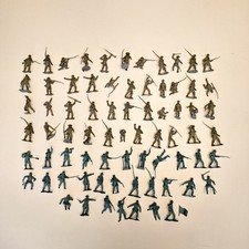 70 Vintage Marx Plastic Civil War Army Men Toy Soldiers Blue Gray