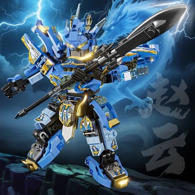 Superhero Mecha Blue Robot Building Blocks DIY Assembly Figure Toy Gift for Kids