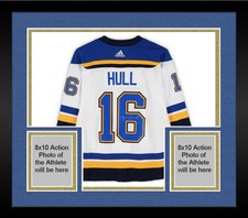 Framed Brett Hull St. Louis Blues Autographed White Adidas Jersey
