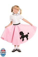 1950s Light PInk Poodle Skirt For Girls Costume with Musical Note Printed Sca