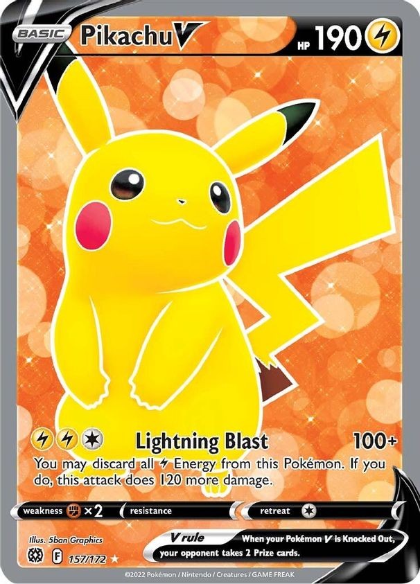 Pikachu V - 157/172 - Pokemon Brilliant Stars Sword Shield Full Art Rare Card NM