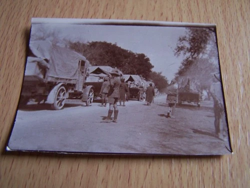 WW1 Military Officers Soldiers in Uniform Vintage Photo Road & Vehicles Burham