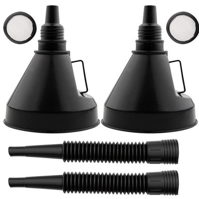Kraftstofftrichter 2er Set mit Schlauch und Sieb für Auto Motorrad Haushalt s...