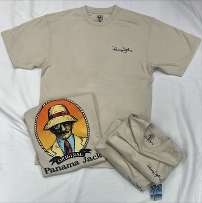Panama Jack T-shirts, Size LG, Lot of 4,Cotton Blend Heavy Weight Unisex Khaki