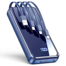 50000mAh Portable Charger with Built-in Cable, Fast Charging for Travel Essenti