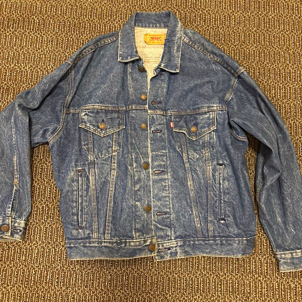 Levi's Men's Blue Denim Jacket Button Front Pockets Point Collar L 70507-0214 image 1