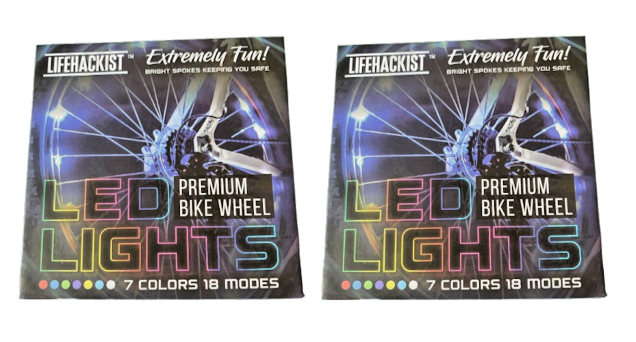 2 Pack Bicycle Bike Wheel Lights 7 COLORS LED String Fits Any Spoke Rim 2 Tires