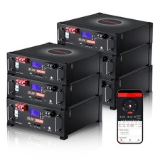 48V 600Ah LiFePO4 Lithium Battery, 6 Pack 100Ah, 30.72kWh Capacity, 51.2V