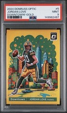 2024 Panini Donruss Downtown! Jordan Love #5 Gold 9/10 PSA 9