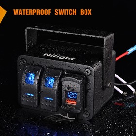 Nilight 2 Gang Rocker Switch Box 12V SPST ON Off PD Type C Blue+Box 