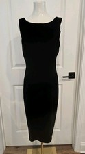 Vintage Susan Bennett Little Black Velvet Sleeveless V-Back Dress Size 10