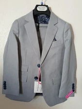 Isaac Mizrahi  New York  Light Gray  Birdseye Boys 2PC Suit Set Size 7  New
