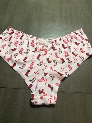 VICTORIA'S SECRET PINK COTTON PANTY PINK COWBOY BOOT PRINT XL NWOT