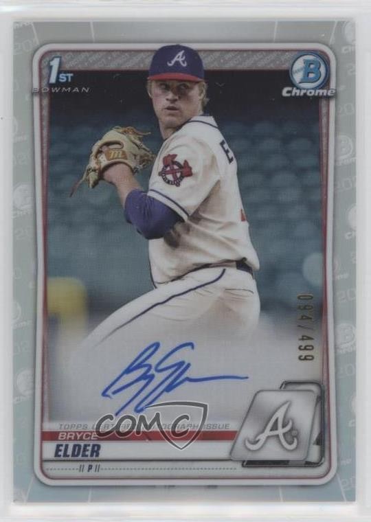 2020 Bowman Draft Chrome Picks Refractor 94/499 Bryce Elder #CDA-BE Auto ya6