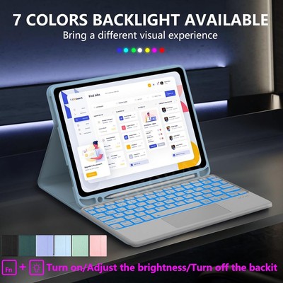 Beleuchtete Tastatur Hülle Mit Stifthalter für iPad 11/10/9/8/7 Air 6/5/4 Pro 11