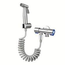 “Handheld High-Pressure Shower – Stainless Steel with Hose & Bracket”
