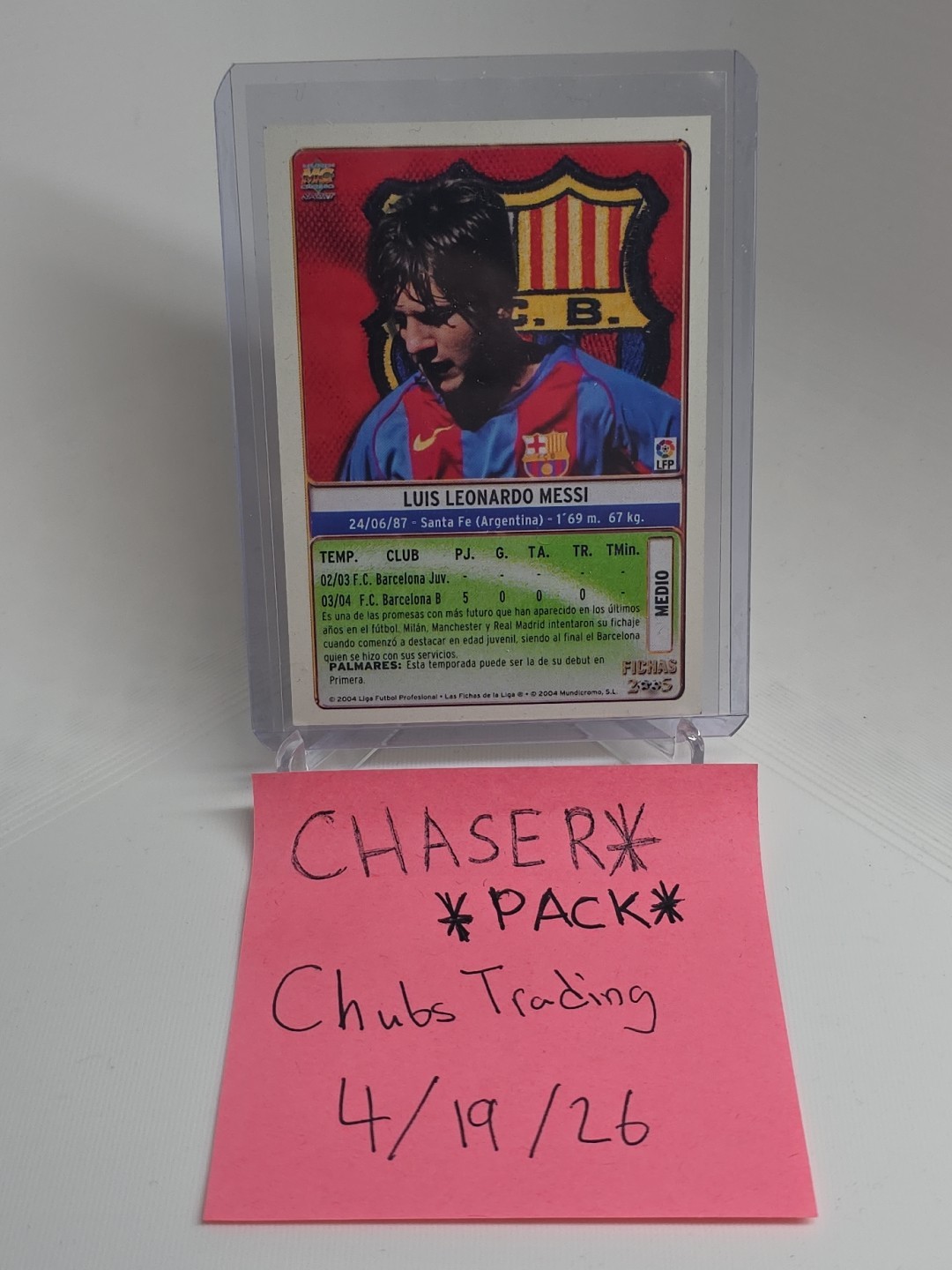 2004-05 Mundicromo Las Fichas de la Liga - Lionel Messi #617 (RC) *CHASER PACK* view 4