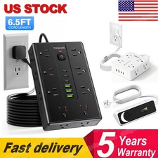 Wall Mountable USB Surge Protector Power Strip with USB Ports 3/8/16 Outlet Plug