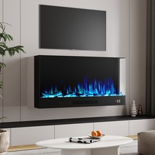 Electric Fireplace Media Fire LED Firewood Flames Smart Fire place Entertainment