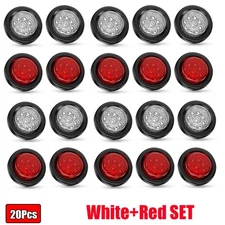 Round 2" LED Side Marker Lights Truck Trailer DRL Bullet Clearance Light Set 12V