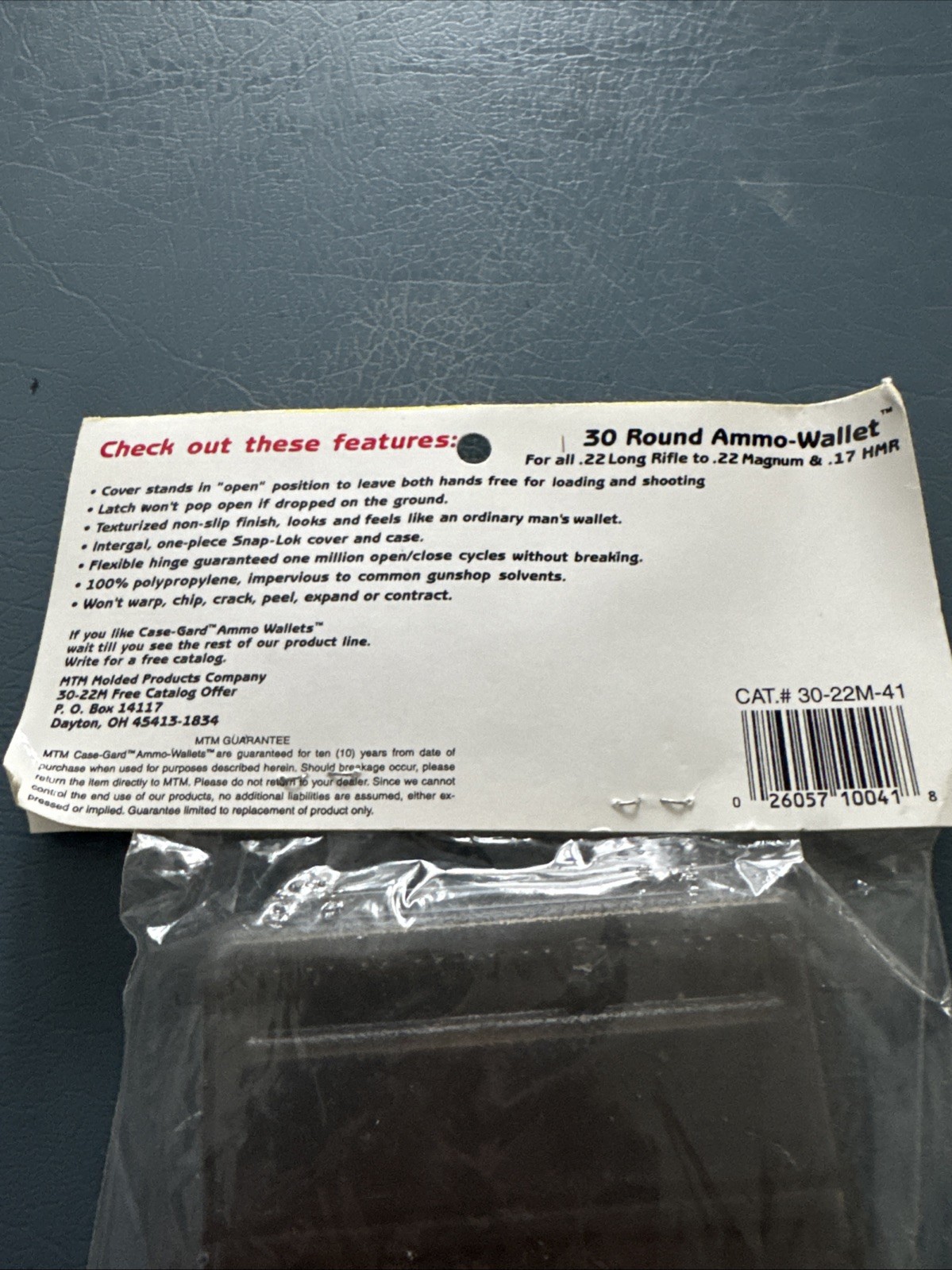 MTM Ammo-Wallet 30 Round 22 Long Rifle 17 HRM Mach 2 Clear Smoke - W302241