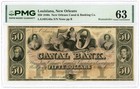 1800's $50 The Canal Bank - New Orleans, LOUISIANA Note PMG CU 63 — photo 1