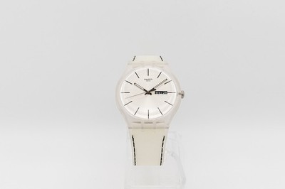 Swatch Originals Resolution SUOK700C White Day Date Quartz Men Watch - Running