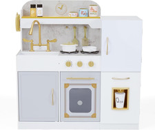 - Wooden Play Kitchen Set for Kids, Children Toddler Kitchen Playset, Pretend To