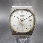 Seiko Watch Men 34mm Silver Dial Silver Tone Date 4122-5020 New Battery