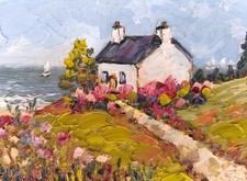 Original Oil Painting Irish Landscape Impasto Small Artwork on Canvas board 5x7