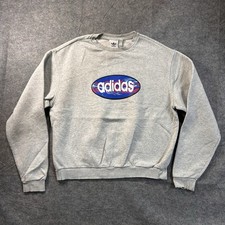 Vintage 90s/Y2K Adidas Sweatshirt Men's Medium Gray Crewneck Pullover Sportswear