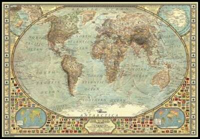 World Map - Chart Counted Cross Stitch Patterns Needlework DIY DMC Color 14 ct 