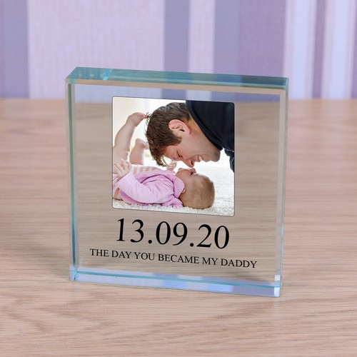 Personalised Photo Glass Block Token "The Day You Became My" Mummy Daddy - Picture 6 of 7