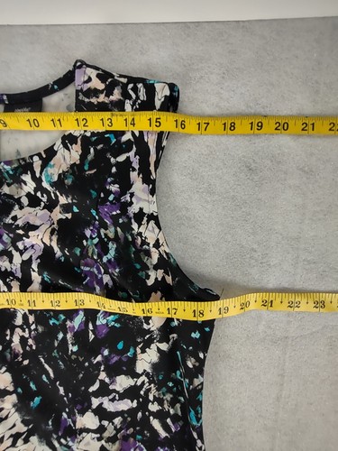 Mossimo Black, Purple, Cream, Abstract Sleeveless Stretch Back Zip Midi Dress XL - Picture 9 of 12