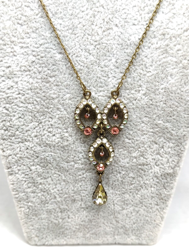 Delicate Necklace With Pendant Colorful Crystal By Michal Negrin. - Picture 10 of 12