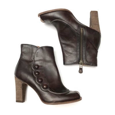 dark brown peep toe booties