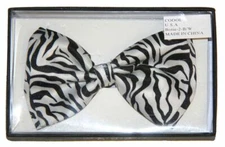 Adult Men's Zebra Print Dress-up Suit Pretied Elastic Necktie Accessory Bowtie