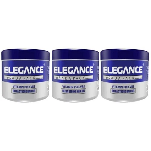 3X ELEGANCE Extra Strong Hair Styling Gel Vitamins B5 Protection Hair Gel 500ml - Image 2 of 3